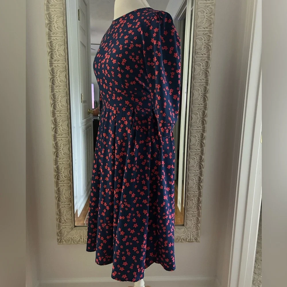 Amazon Navy and Red Floral Long Sleeve Dress - Picture 3 of 6